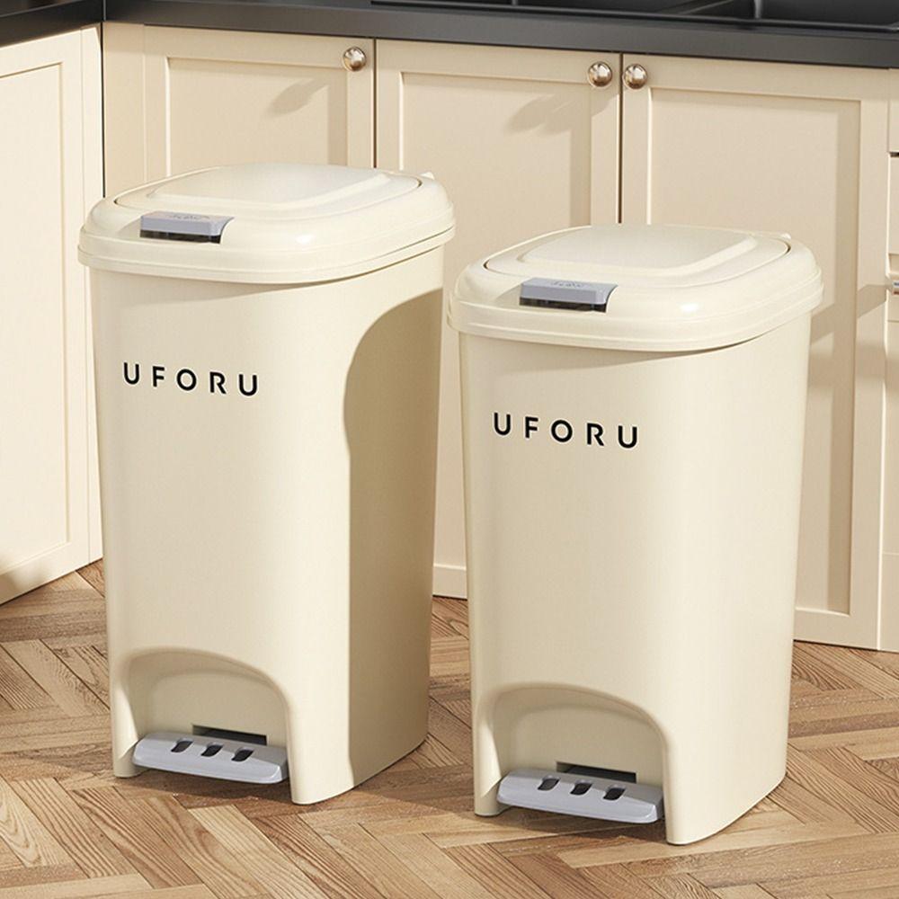 Creative 8/10/15/20L Trash Can with Lid Step-on Design Refuse Bin Garbage Can Kitchen