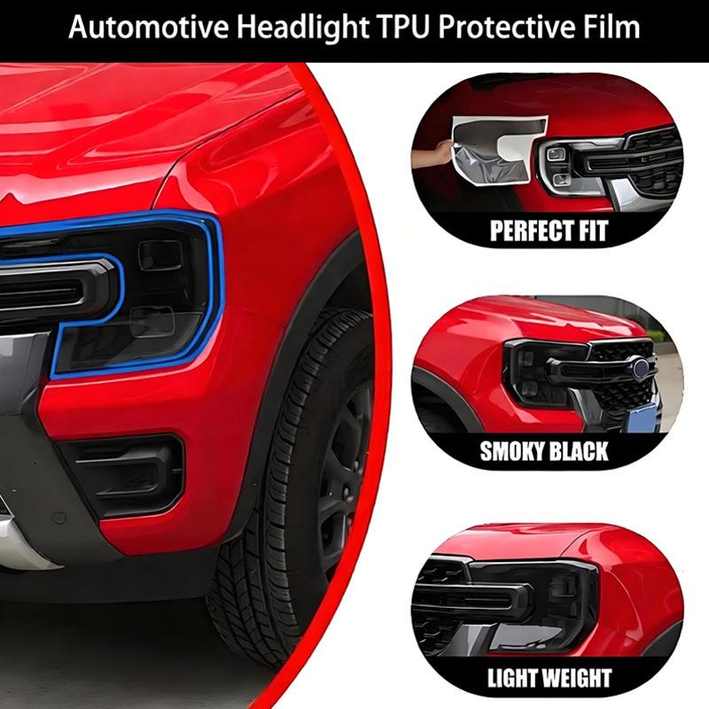 For Ford Ranger 2024 T9 Wildtrak Raptor Car Headlight Protective Film Transparent Pre Cut Anti-Scratch TPU Sticker
