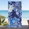 Blue & White Traditional Pattern Collage Beach Towel Ethnic Art Design for Summer Pool Trending Vintage Floral Print Towel