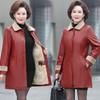 Leather Jacket for Women In Winter with Thick Fleece and A Medium To Long Length Design for Warmth and Cold Protection