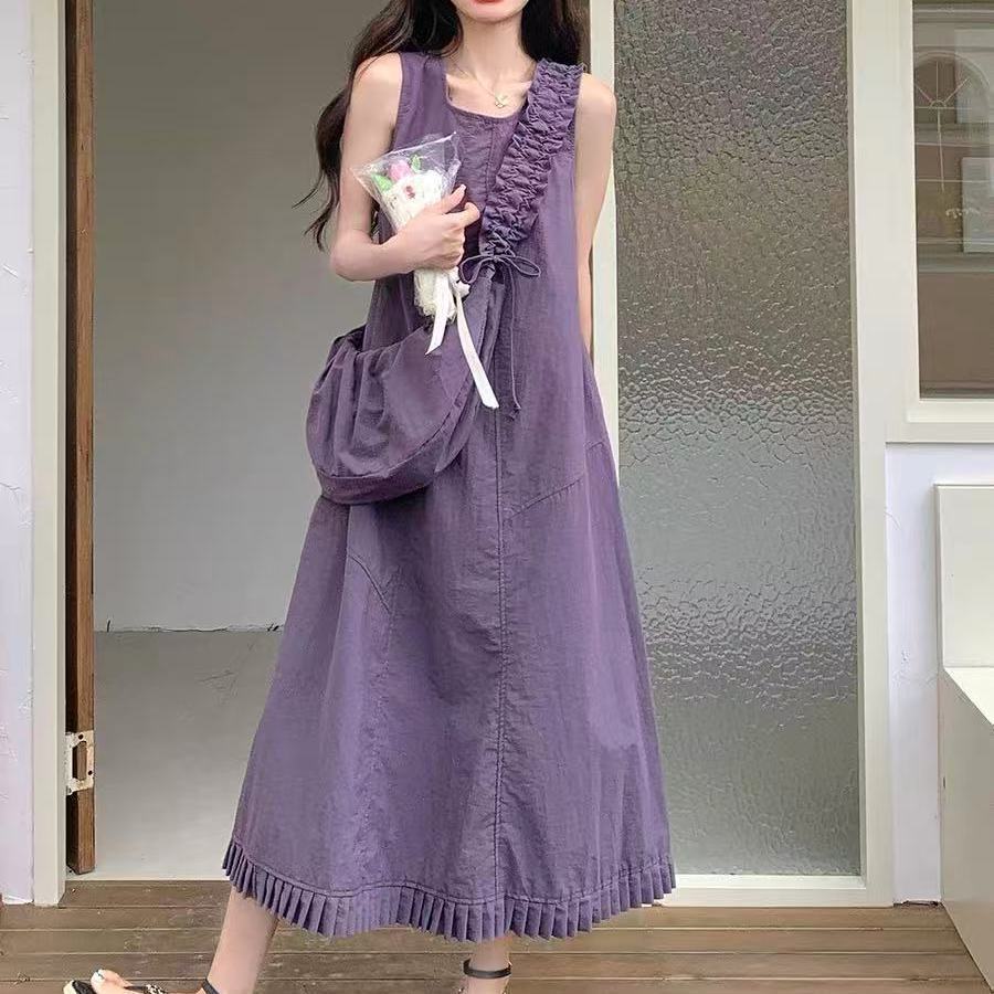 Korean Fashion Dress With Knitted Fabric And Hood For Casual And Travel Use