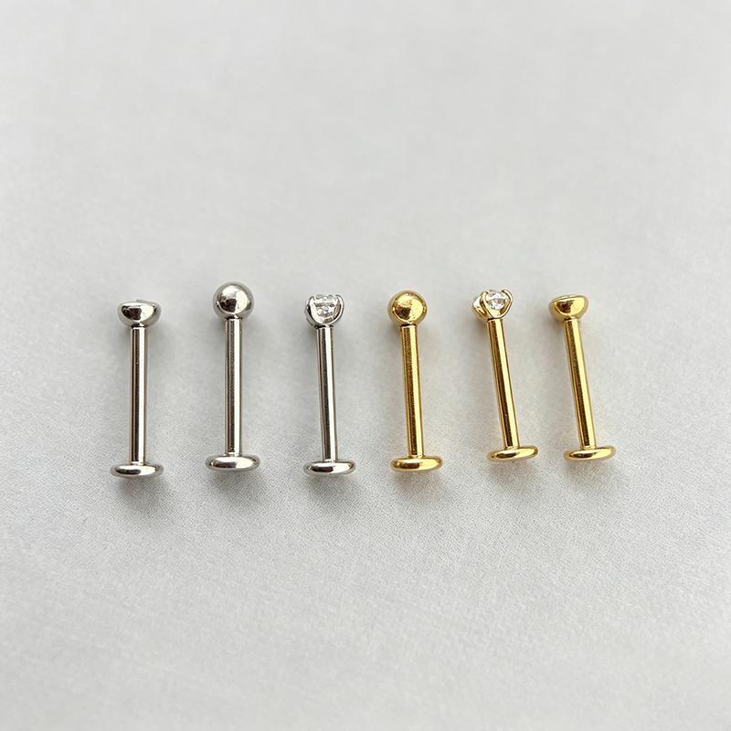 10PCS F136 Ttianium Piercing Labret Lip Stud Ring CZ 16G Internal Thread Stud Earring Ear Tragus Cartilage Helix Daith Jewelry