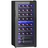 32-Bottle Narrow Wine Fridge, with Lights - Black