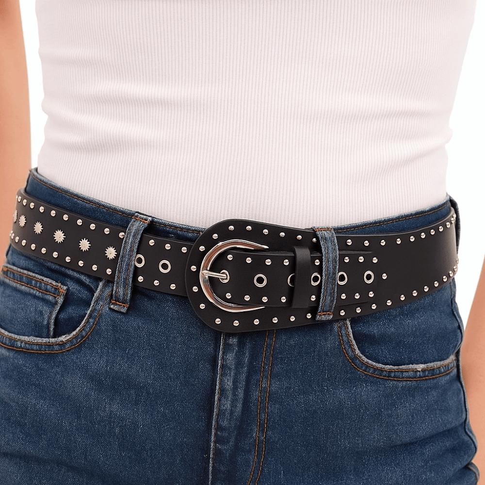 PU Leather Rivet Leather Belt Vintage Dress Jeans Waistband Trendy Women's Waist Belt  Streetwear