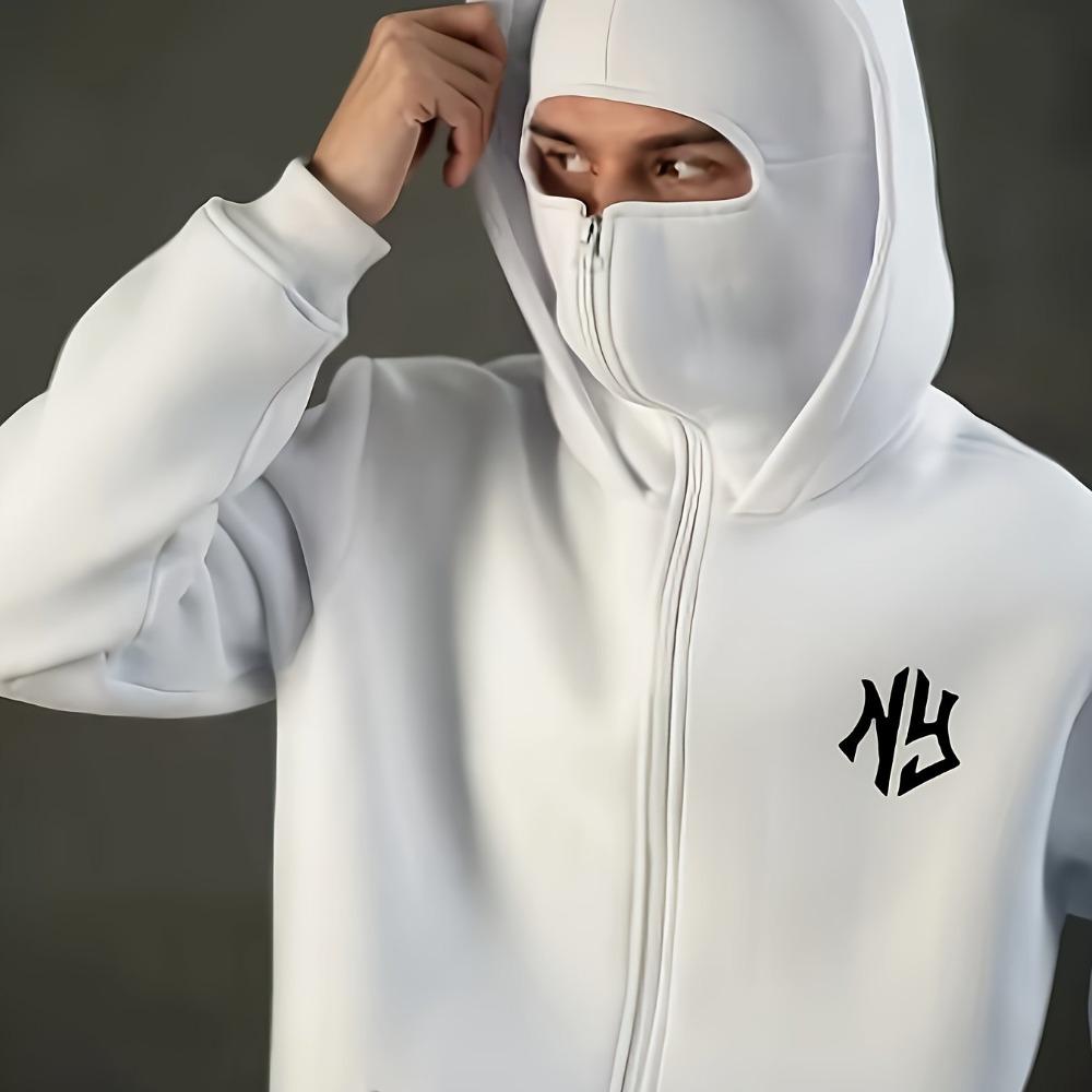 Y2K Fashion Twist Letter Design Trendy Logo Zip-Up Hoodie - Casual Loose Fit, Medium Stretch, Double