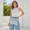 Elegant Crochet Flower Butt Curtain Embroidered Waistband Shoulders Fake Collar  Women