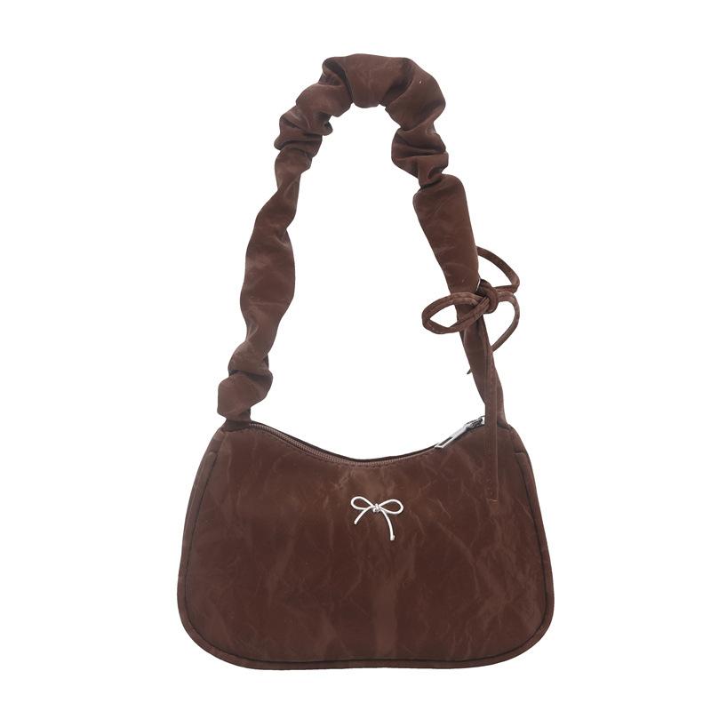 Korean Style Ruched High Aesthetic Armpit Bag for Women, Retro Single Shoulder Handbag, Personalized Handheld Purse