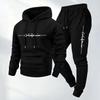 Conjunto de Sudadera con Capucha y Forro de Forro Polar para Hombre, Chándal Casual con Estampado de Letras, Sudadera de Manga Larga, Pantalones Jogger