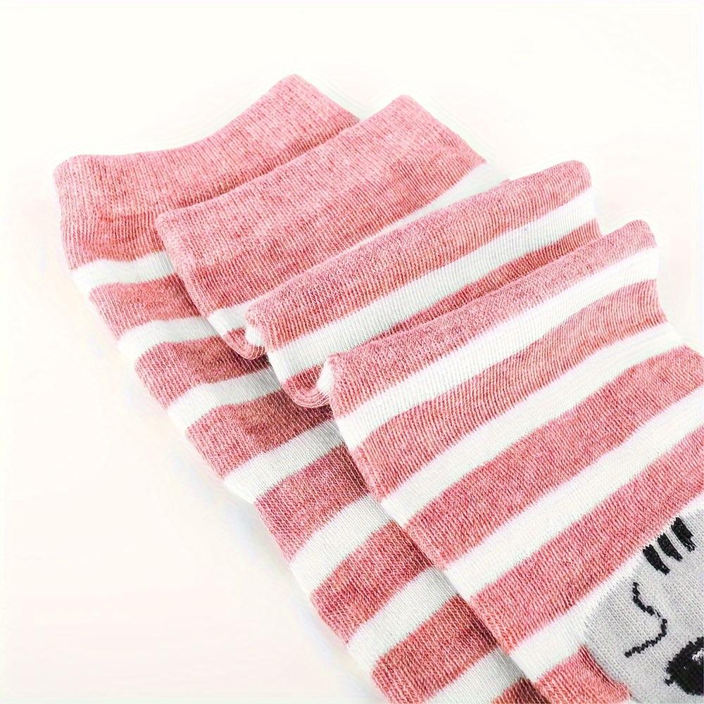 5 Pairs Of Cartoon Cat Funny Socks, Cozy Novelty Socks, Casual Mid Tube Socks For Women Girls Gifts