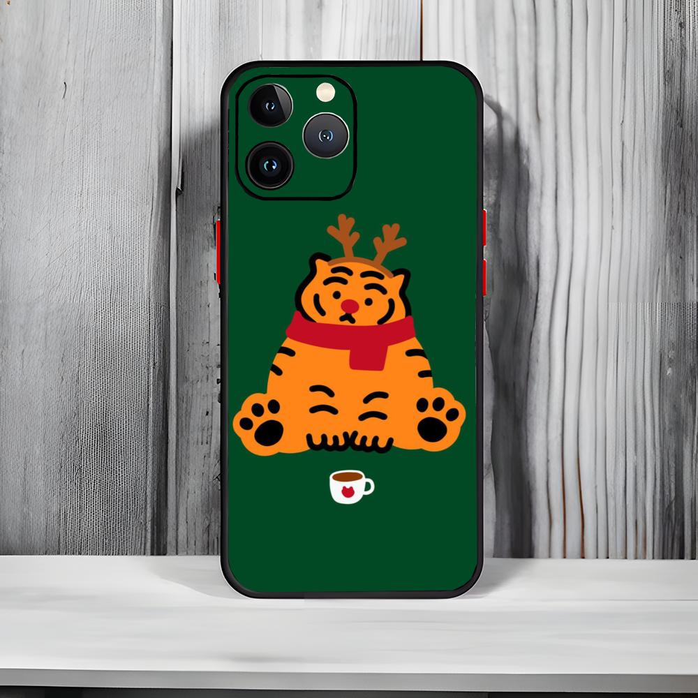 Cute Cartoon M-MUZIK T-TIGER Phone Case Black Matte Thin Phone Case For iPhone17 16 15 14 13 ProMax