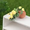 Dollhouse 1:12 Miniature Rose Tulip Hyacinths Sunflower Fruit Tree Potted Green Plant Flower Tree Plants Bonsai Model Home Decor