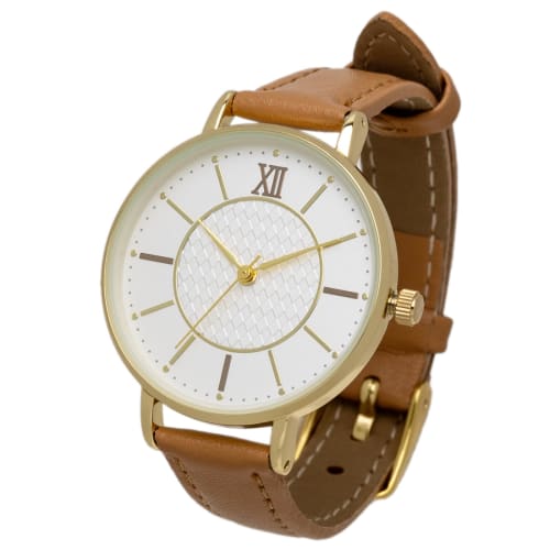 Fieldwork Women's Analog Watch with Leather Strap, Lightweight Brown, Slan ASS180-3