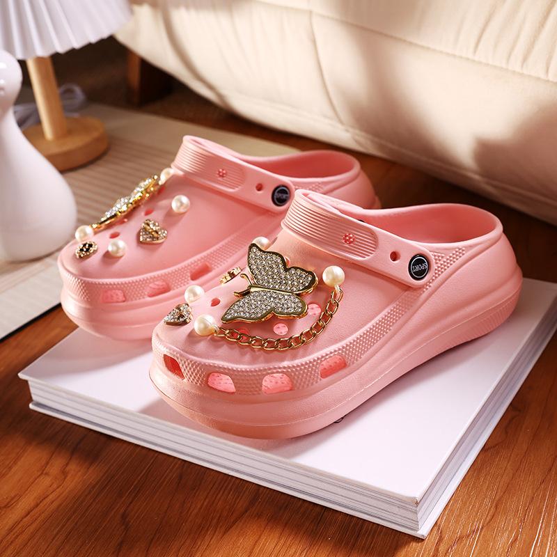 

Новые женские сандалии с толстой подошвой из ЭВА с отверстиями, летние сандалии, дышащие, на полуплатформе, увеличивающие рост, с закрытым носком, пляжные сандалии 40 розовый