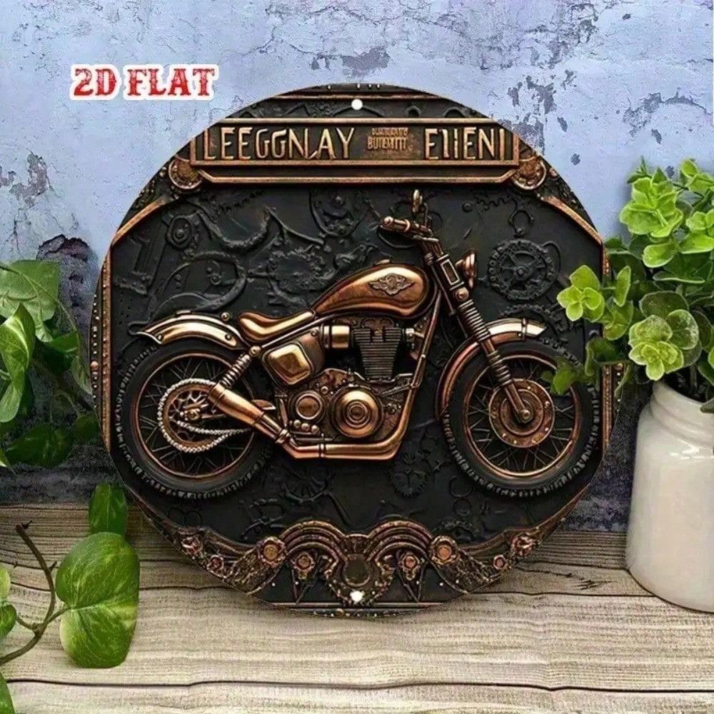 

Vintage Motorcycle Metal Wall Art Frameless Aluminum Sign Golden Decor for Garage Bar Home різнокольоровий