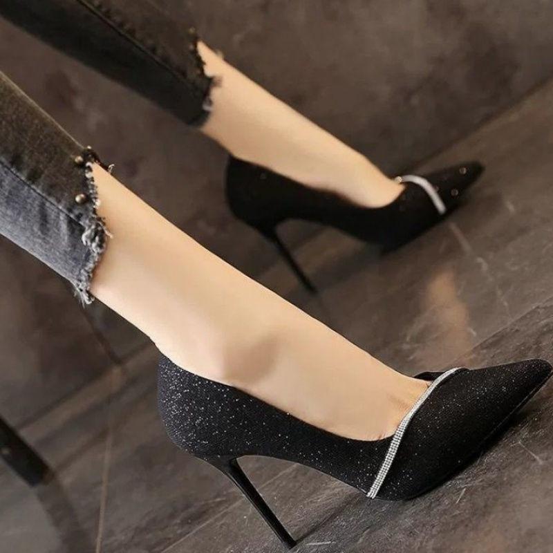 Women S Pointed Toe Rhinestone High Heels Fashion Thin Heel Bridal Shoes