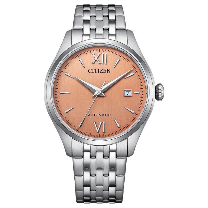 

CITIZEN Mechanical Watch Series 50 Meters Waterproof Date Display Automatic Steel Strap 40mm Men s Watch Orange Dial NJ0240-55X помаранчевий