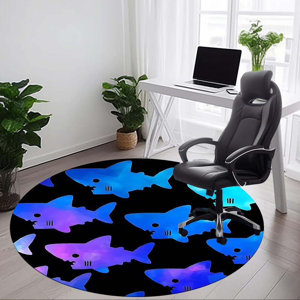 1PC Shark Pattern Chair Carpet for Office, Indoor Non-Slip Washable Carpet, Soft Comfortable Mat For Office Room yy250930274