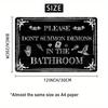 Hochauflösendes Blechschild Wandkunst Vintage Retro Gotisch Bitte keine Dämonen im Badezimmer beschwören Schild mit Hexen-Ok