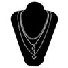 Necklace for Men New Rose Flower Pendant Personality Simple Metal Sweater Chain Minimalist Style Street Style Multi-layer Necklace