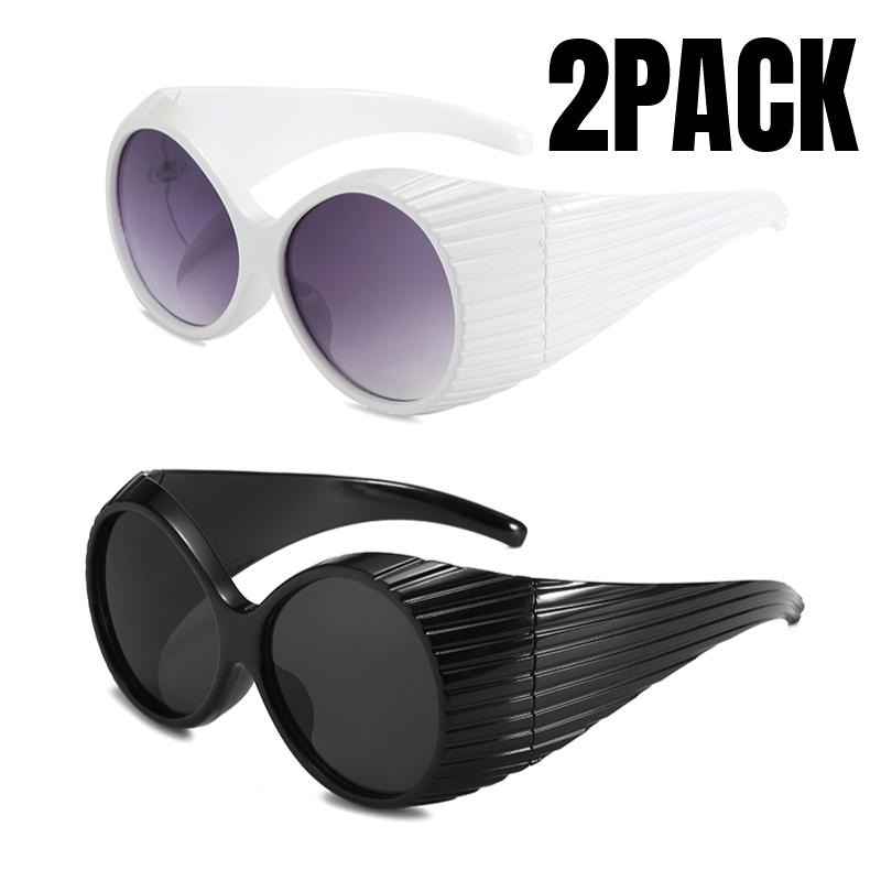

1/2PACK Oversized Steampunk Sunglasses Women Retro 2000s Wrap Around Big Frame Punk Sun Glasses Female Fashion