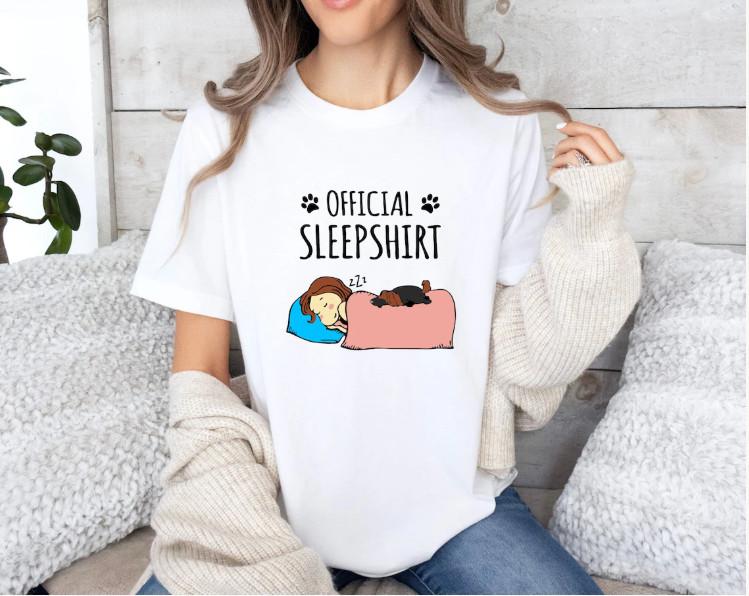 Official Sleep Shirt Dog Lover Pajama Tee Funny Dog Mom Gift Cute Graphic T-Shir