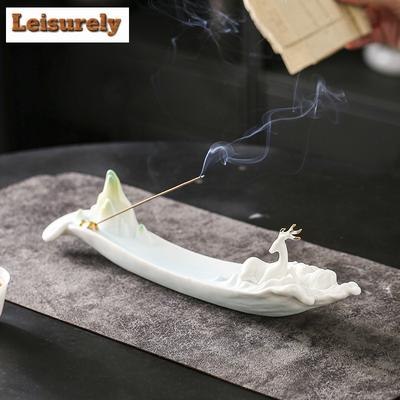 White Porcelain Thread Incense Insert Holder Aesthetic Deer Incense Waterfall Scented Aromatic Candles Tea Ceremony Ornaments
