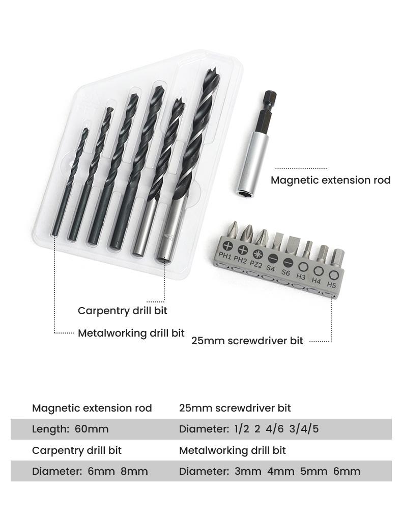 Bosch Electric Drill Bits Electric Screwdriver Bits 15 Pcs Set Suitable for Bosch Electric Drills & Screwdrivers