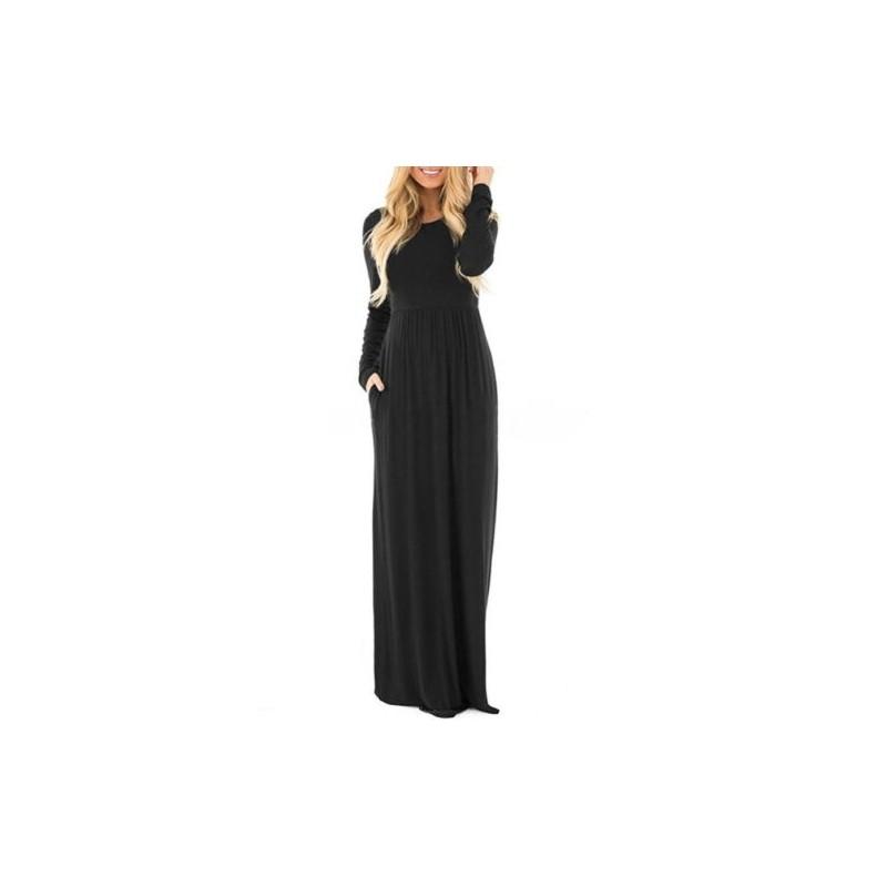 Elegant Women's Casual Long Maxi Dress With Long Sleeves For Evening Parties