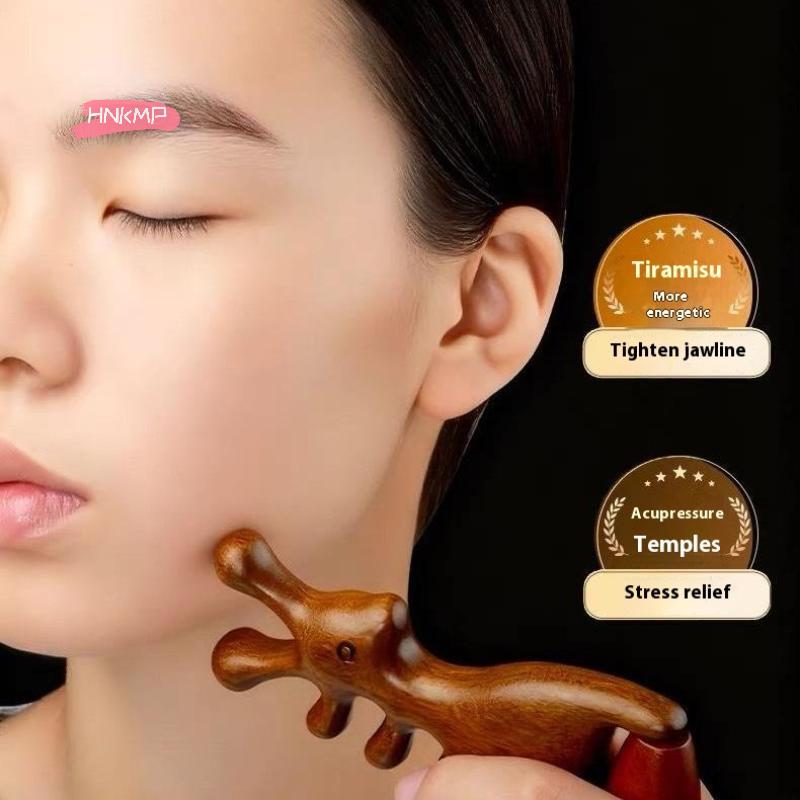 Wooden Wide Tooth Comb Massage Head Meridian Scalp Combs for Face Eye Shoulder Neck Anti-Static Hair Loss Treatment