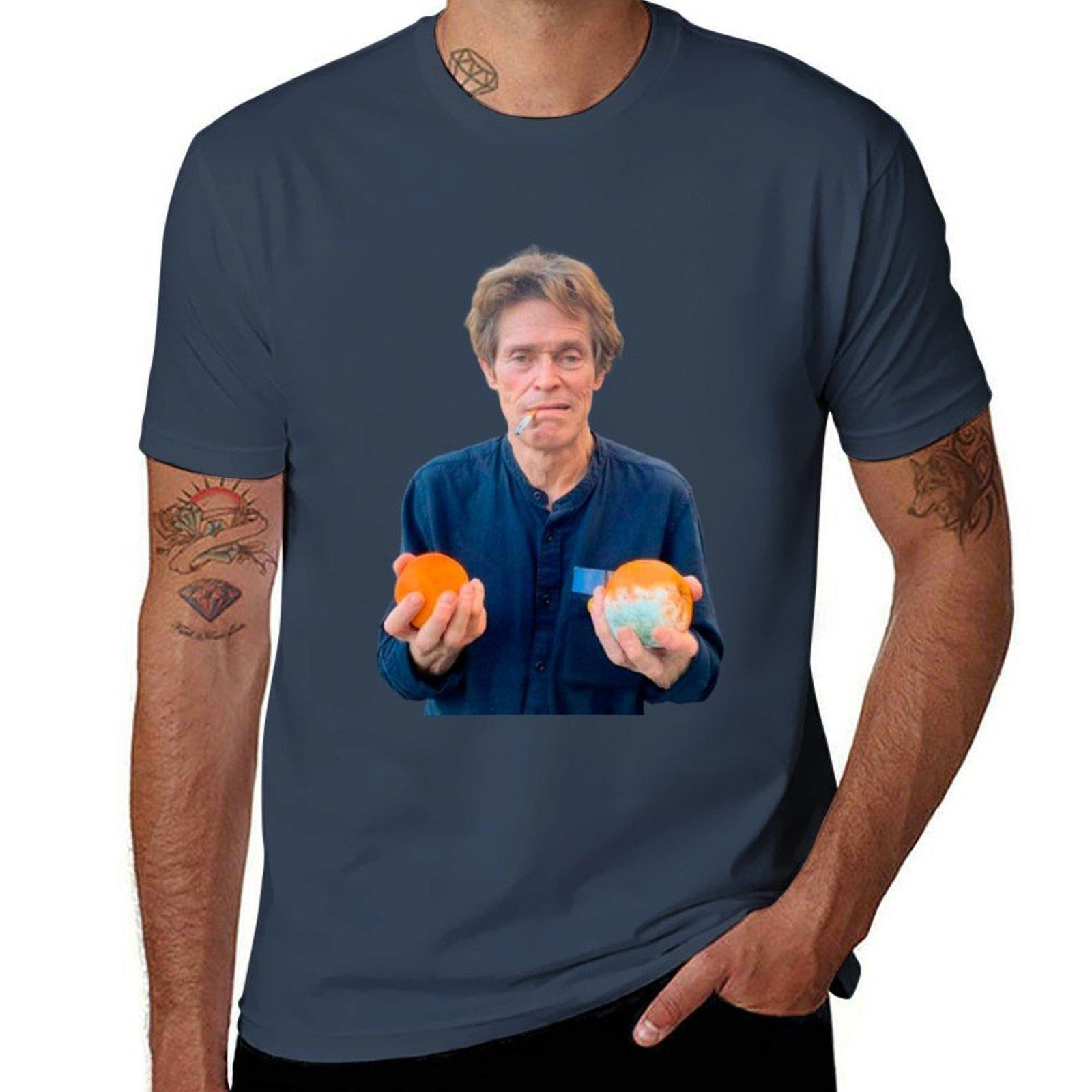 William Dafoe With Oranges Tshirt Retro Graphic Print Tshirt S