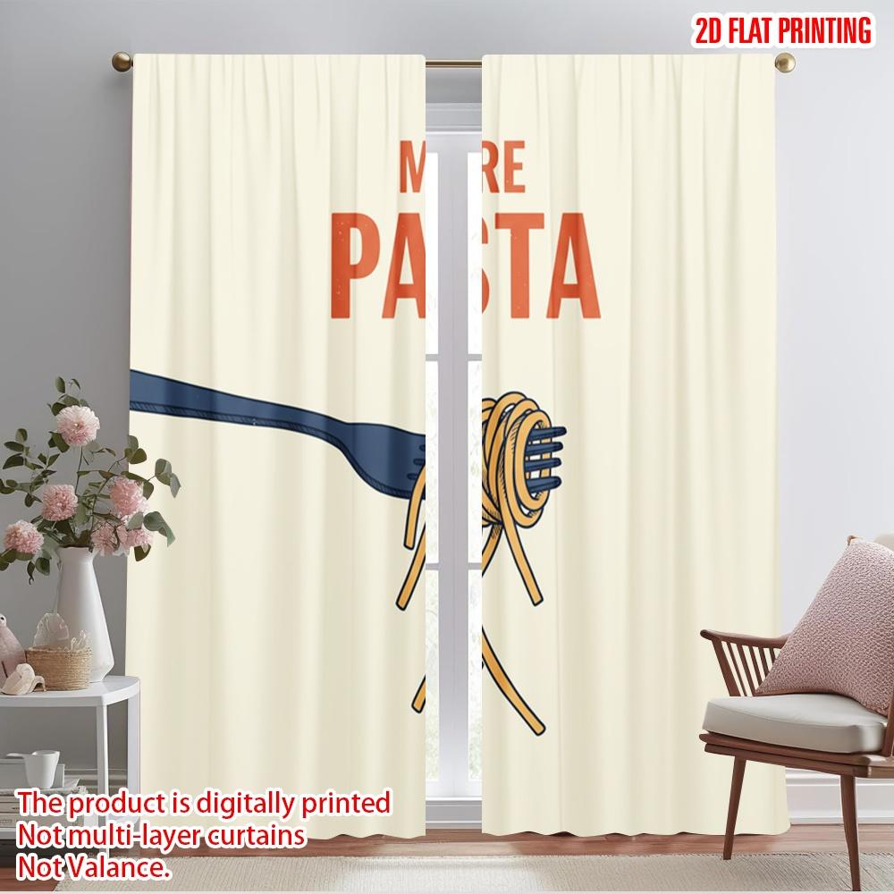 

2pcs 2D flat printing Drapes Pasta Fork Doodle Fabric Without Electricity 0 for Indoor Celebrations Room Garden 52.50×116.00 CM 2pcs