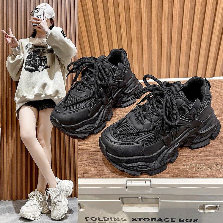 Spring New Breathable and Comfortable Mesh Platform Dad Shoes for Women 2025 Casual Fried Street Muffin Little White Sports Shoes for Women