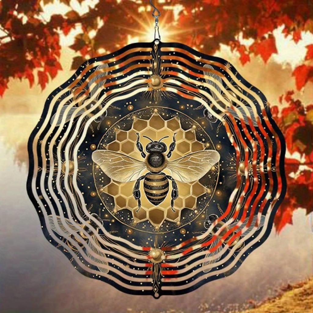 Brave & Beautiful Bee-Themed Wind Chime - Weatherproof 3D Kinetic Art for Garden, Patio, or Outdoor Decor with 360° Rotating Hook - Unique