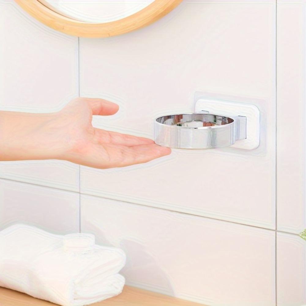 1pc Punch-Free Hair Dryer Storage Rack, Wall-Mounted Hair Dryer Holder Stand With Shelf For Home Bathroom Dressing Room