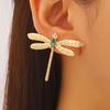 Dragonfly Ear Stud Animal-Inspired Jewelry with Red Green Faux Gem Accents Vintage Style Earrings Unique Gift for Women
