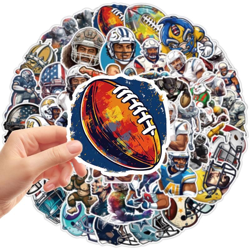 50PCS Rugby Stickers American Football Stickers Waterproof Vinyl Decal Decorative for Water Bottles Luggage Motorcycle Snowboard