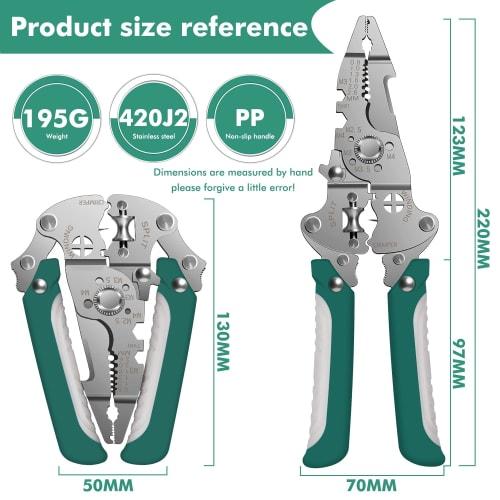 Powerful, multi-functional wire stripper with crimping pliers, suitable for both left-handed and right-handed electricians. Recommended for electricia