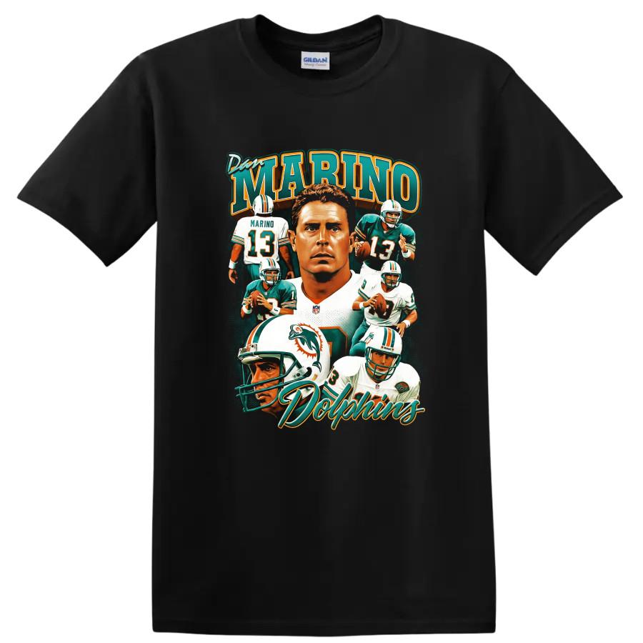Dan Marino Miami Dolphins T Shirt Football Legend Portrait Tee