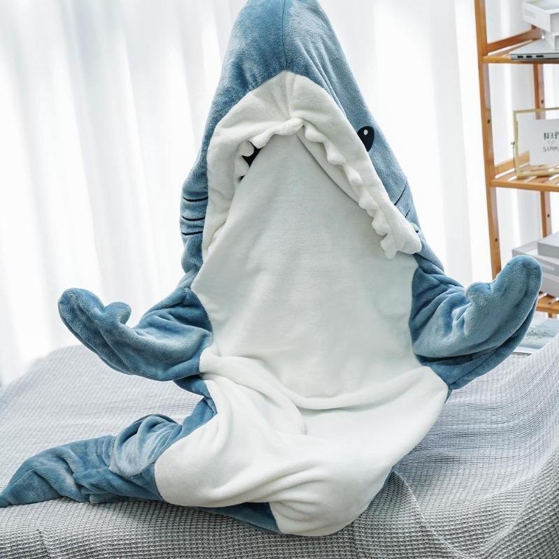 Großer Hai Schlafsack Einteiliger Pyjama Büro Nickerchen Ozean Hai Decke Schal Schlafsack Decke Unisex Zuhause