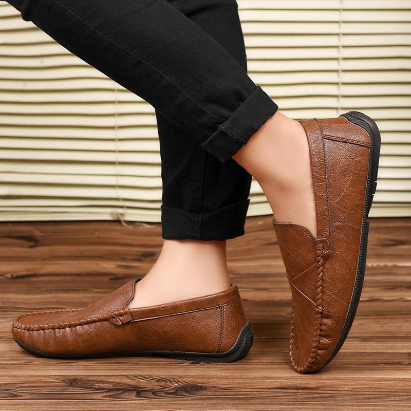 Lightweight Men'S Flat Shoes Comfortable Retro Style Work Leisure Business Office Adult Leather Shoes New Versatile Black