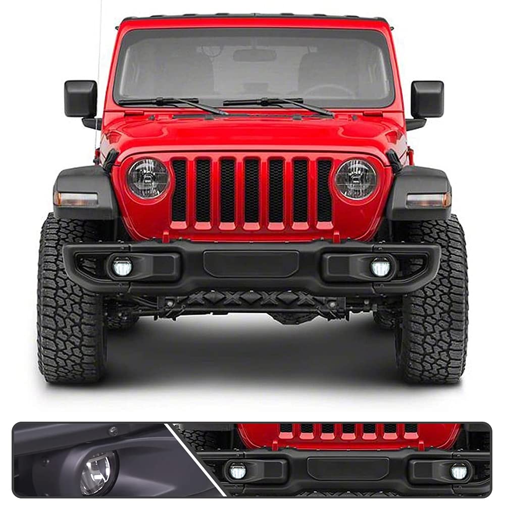 Mingrui Test 2pcs LED Fog Lights Replacement for J'eep Wrangler JK JL Gladiator JT OEM Factory Fog Lamp