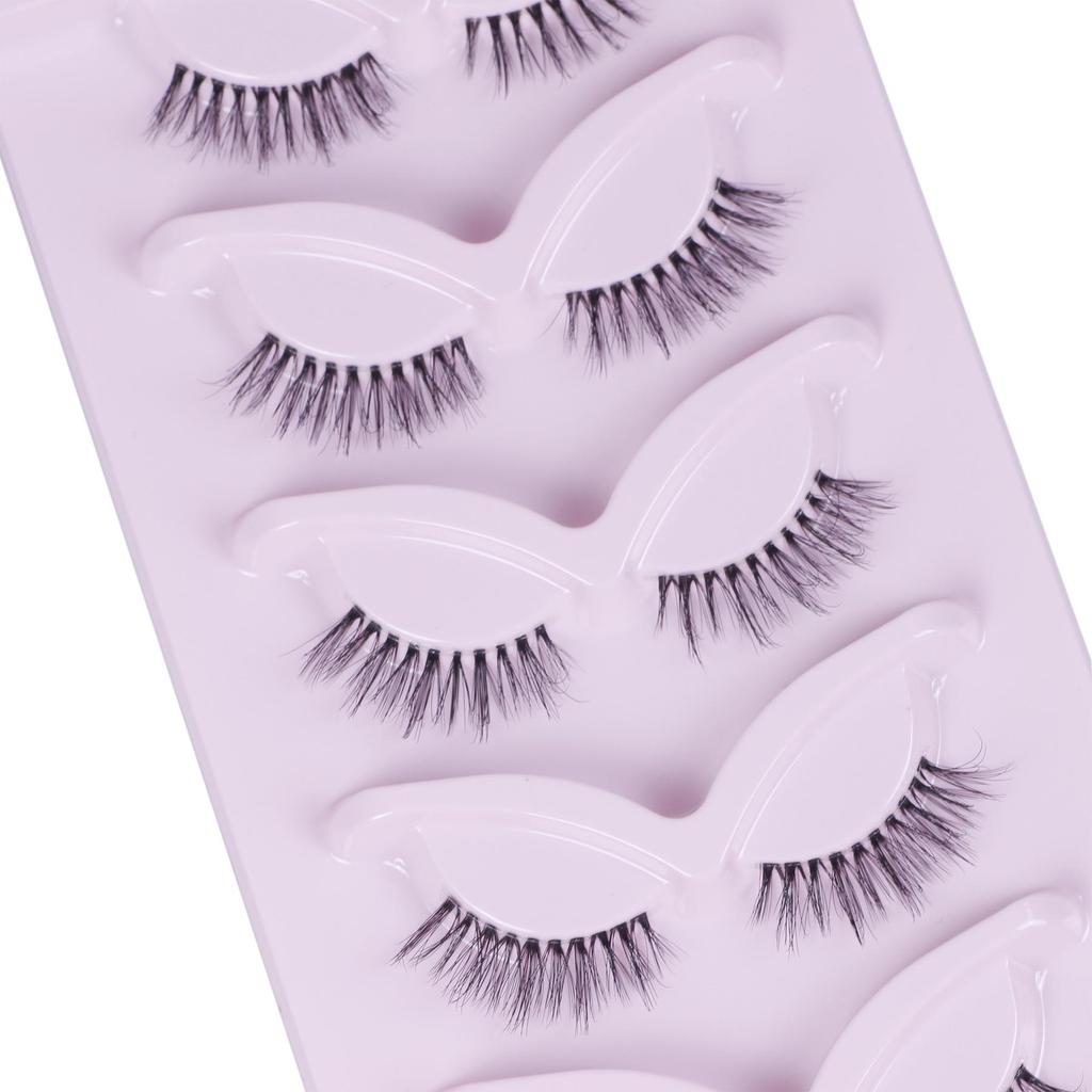 European Half Lash Set: Five Pairs of Dense, Curly, Clear-Stem Half Eye False Eyelashes