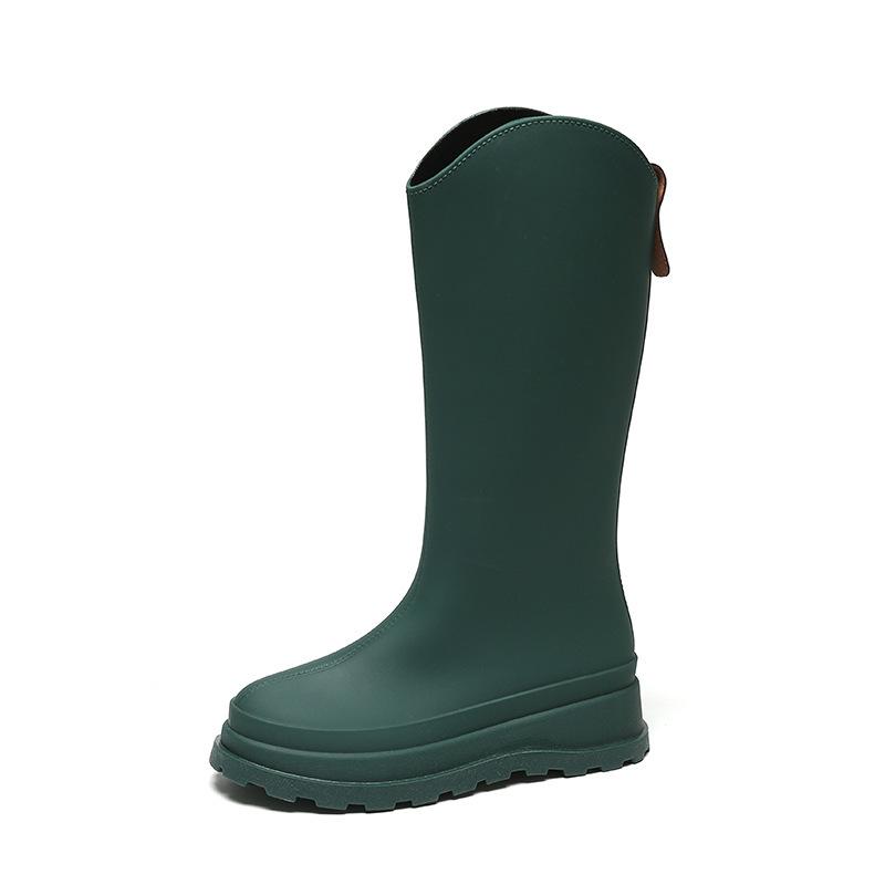 Women's Fashionable Waterproof High-Top Rain Boots: Non-Slip, Plush, Warm, Versatile Outdoor Work Shoes (Korean Style)