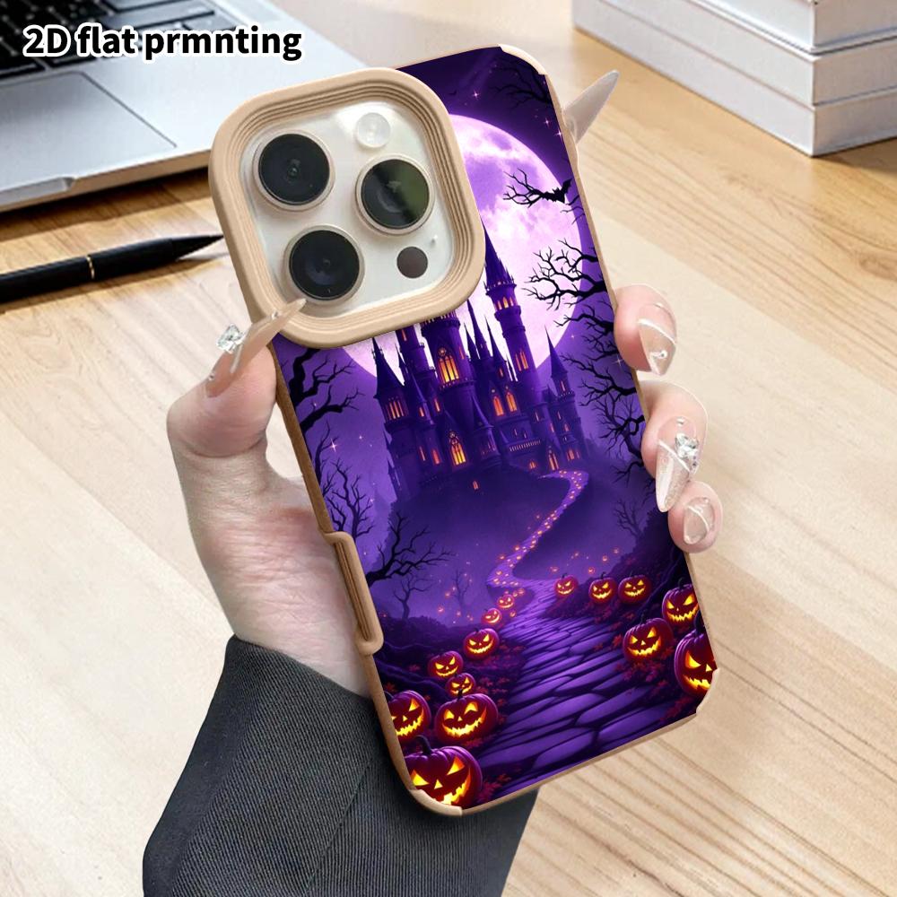 Phone Case: 2D flat lambskin suitable for iPhone 18, 17, 16, 15, 14, 13Pro protective case, deep purple night sky, Christmas and Halloween gift