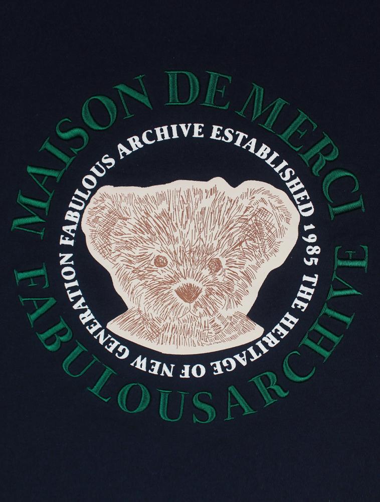 LA MAISON STUDIO [Fleece Lined] Women'S Crop Bear Friends Embossed Embroidery Sweatshirt Green (Fcb3Ts355W)