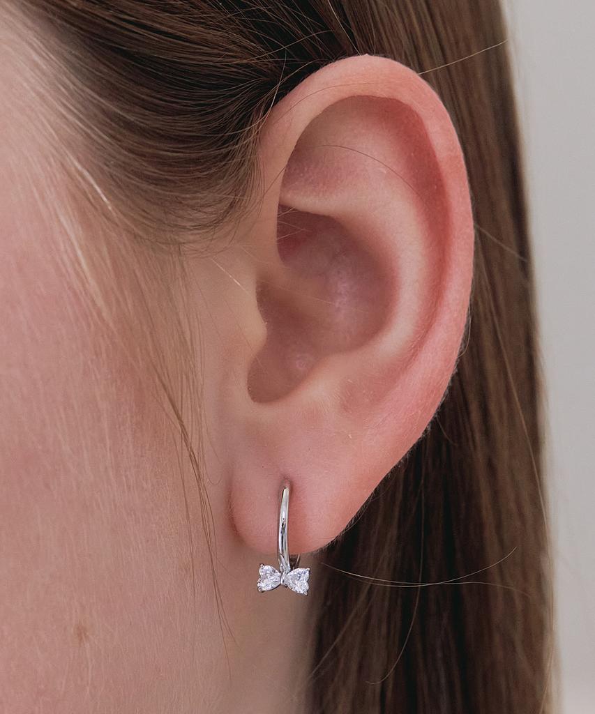 St.Scott London Heart Ribbon One-Touch Earrings Stj-Eb1736Wg