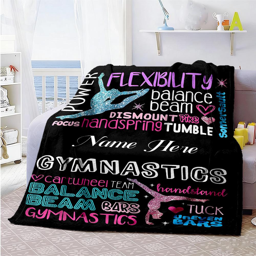 Gymnast Customize Your Name Blanket Throw Personalized Blanket Durable Comfort Perfect for Bed Seaside Living Room Sofa Four Seasons Multipurpose