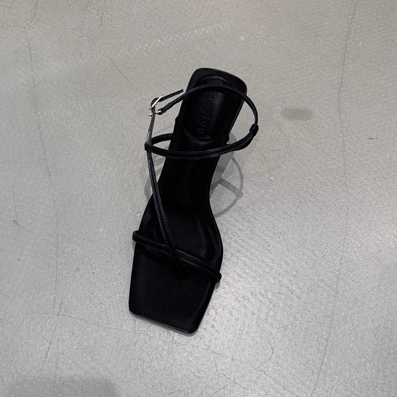 

Fashion SUOJIALUN 2025 Summer New Brand Women Sandal Shoes Fashion Narrow Band Gladiator Shoes Thin High Heel Outdor Dress Pumps 35 чёрный