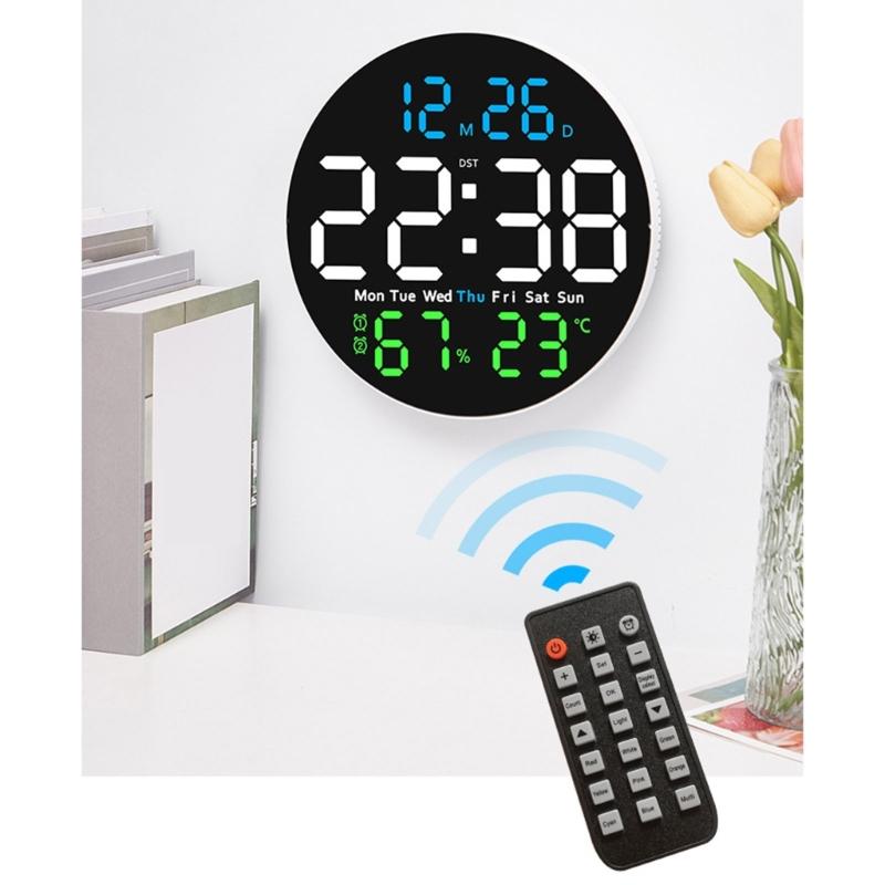 10Inch Large Digital Wall Clock Remote Control 2 Alarms Big LED Display 10 Brightness For Living Room Elderly Gift