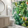 Tropical Paradise Bath Curtain - Vibrant Monstera Leaves & Exotic Flowers, Waterproof Decor Adds Lush Greenery To Your Bathroom